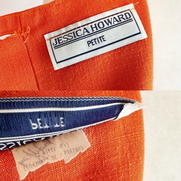 VTG Jessica Howard 2 Piece Suit Sleeveless Top Trouser Pant Orange Red MOD 12/14 - Picture 13 of 13